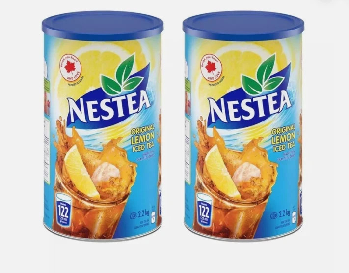 Nestea Lemon Iced Tea Mix 2.2kg x2 Cans | 122 Servings | Canadian Made Powder