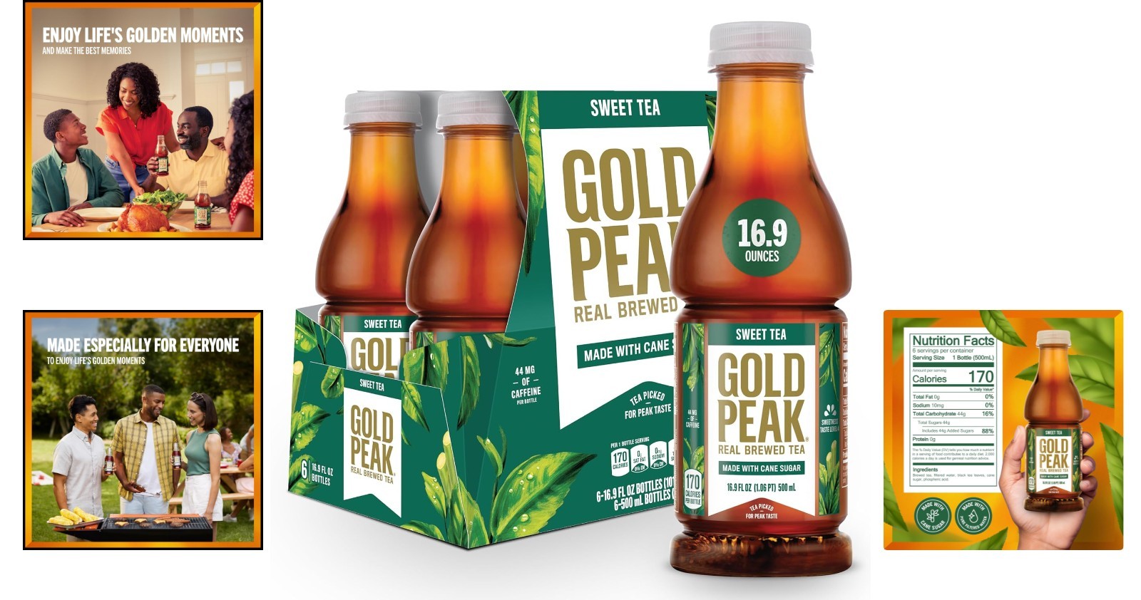 Real Brewed Sweet Tea, 16.9 fl oz – Convenient 6 Pack with Cane Sugar Sweetness