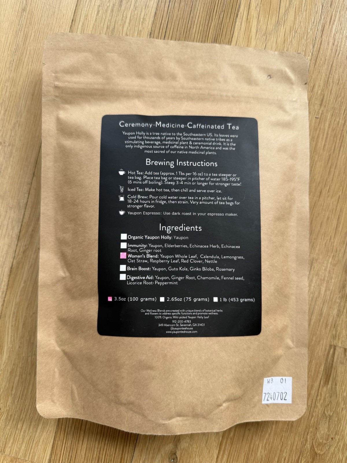 YAUPON TEAHOUSE + APOTHECARY Savannah Yaupon Tea Women’s Blend 3.5 Oz / 100g