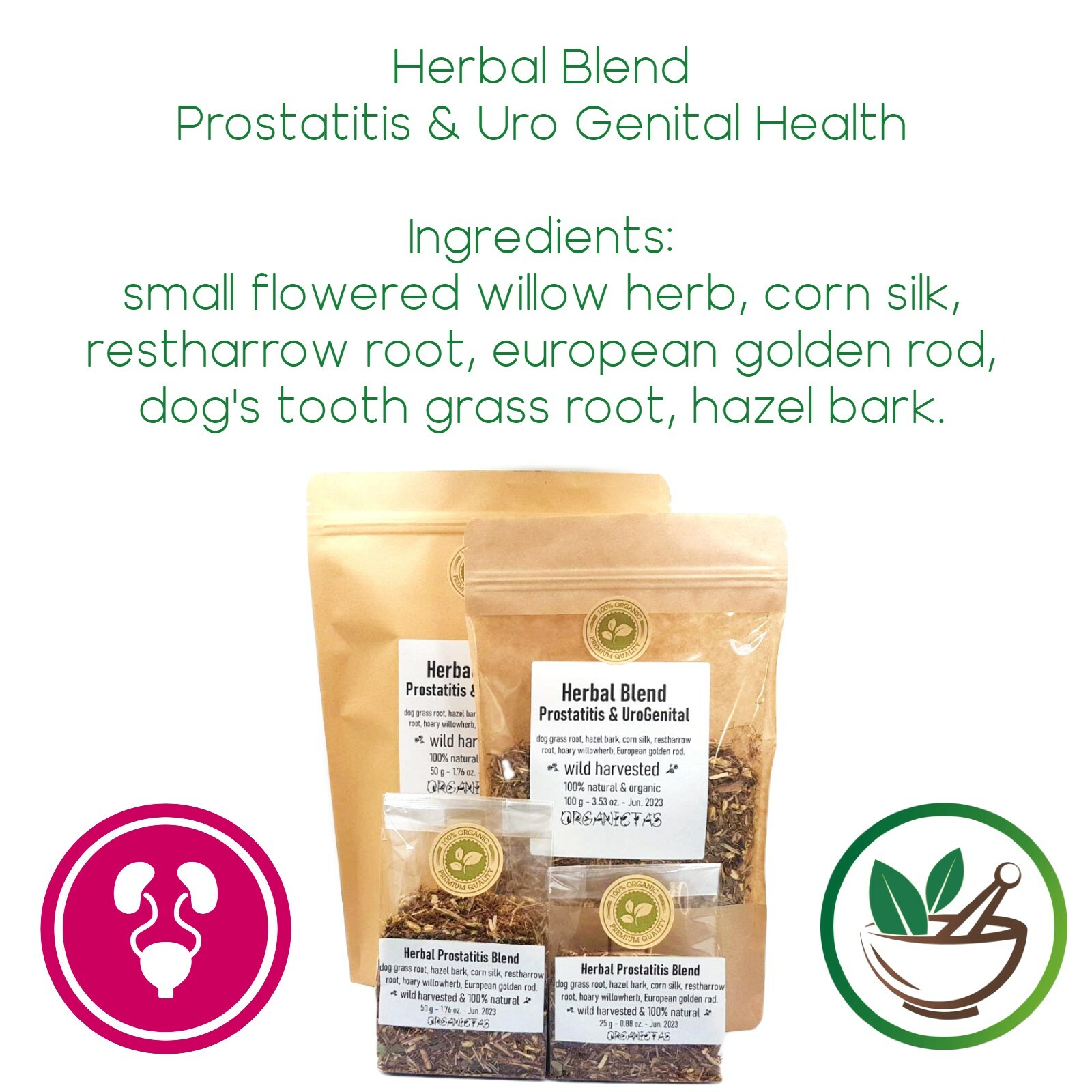 Urinary System & Prostate Herbal Blend Tea, 6 Herbs for Urinary Tract Problems