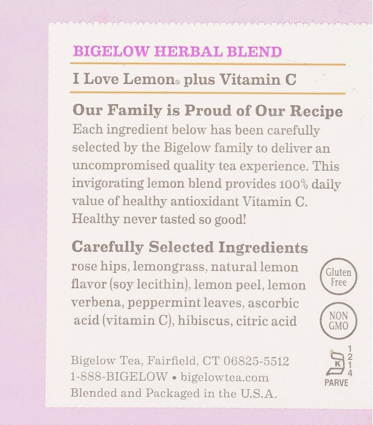 Bigelow I Love Lemon Herbal Tea – 20 tea bags
