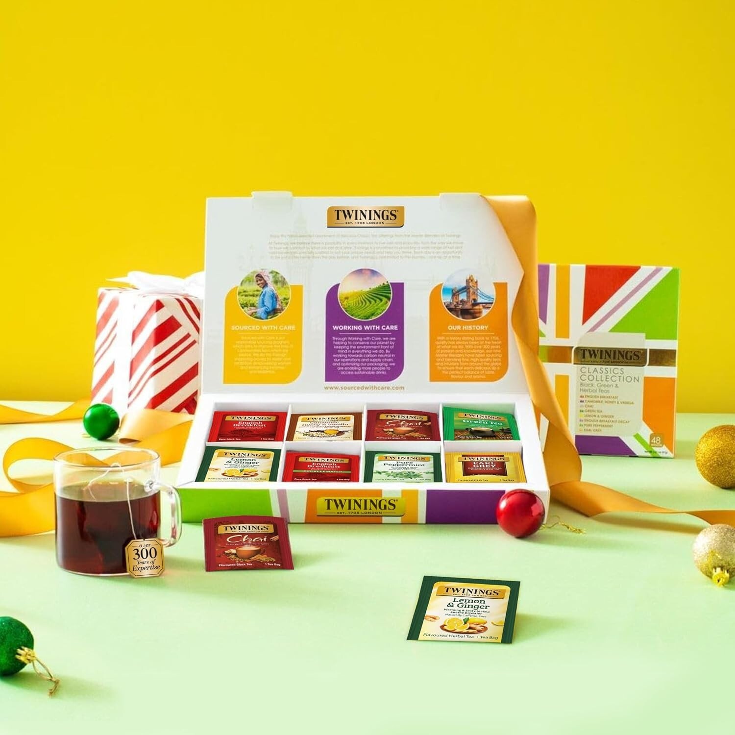 Gourmet 48 Count Tea Sampler Gift Box – Includes Chai, Green & Herbal Teas