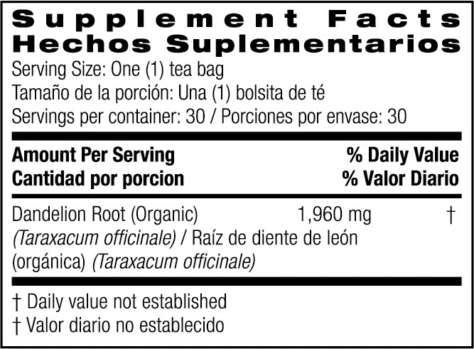 Bio Nutrition – Dandelion Root Tea 30 Tea Bags