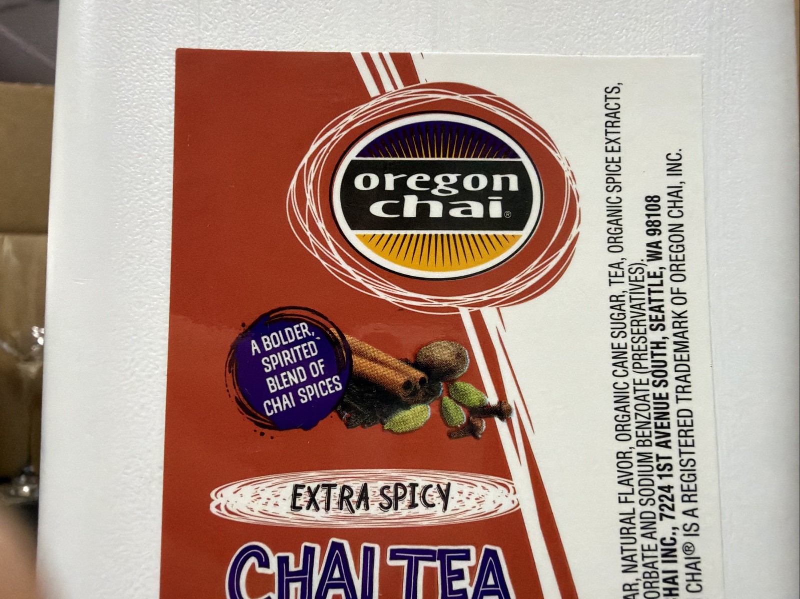 Oregon Chai Extra Spicy Original Chai Tea Latte Concentrate 64 Ounce -May 2027
