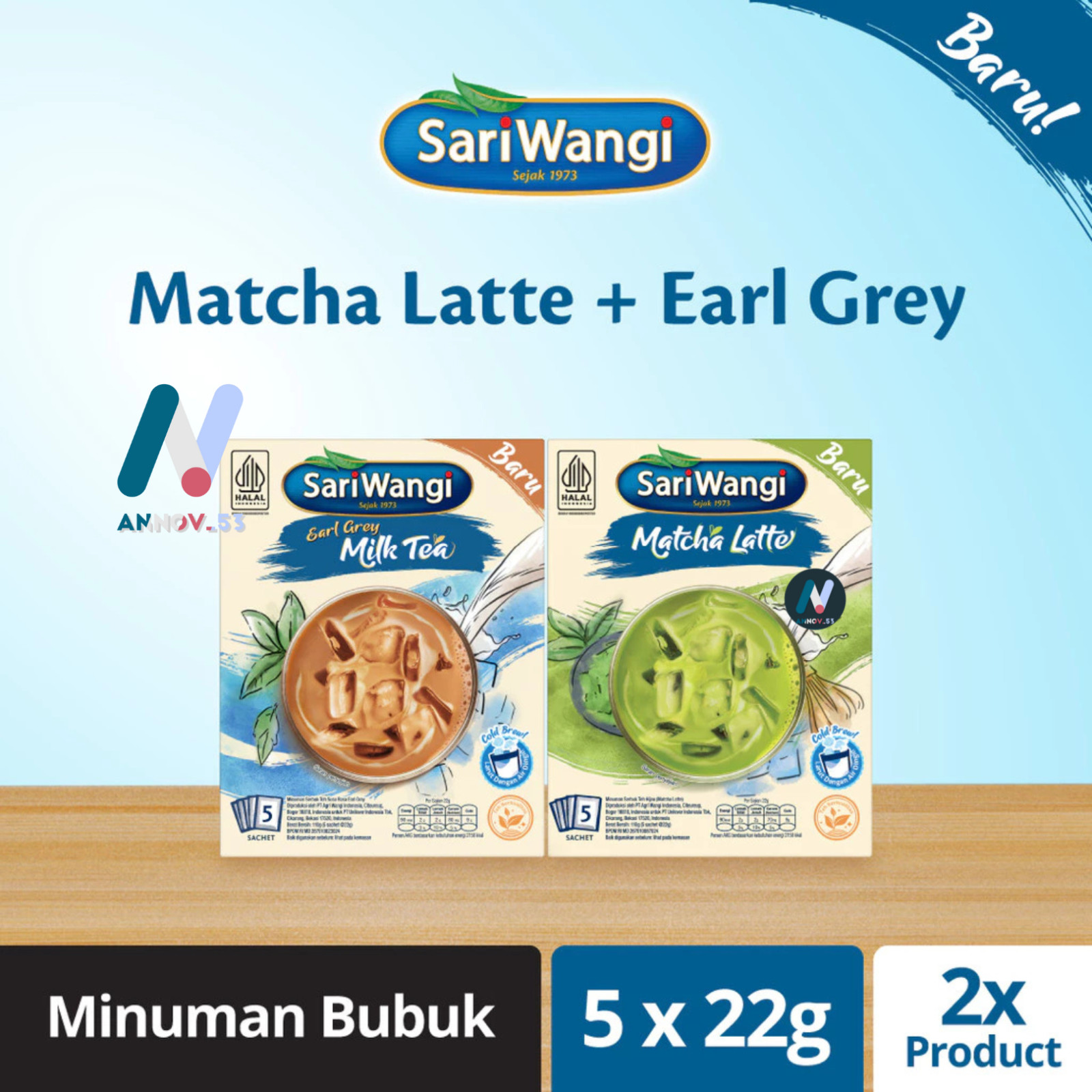 SARIWANGI Matcha Latte Earl Grey Milk Green Tea Drink Super Food Mood Booster