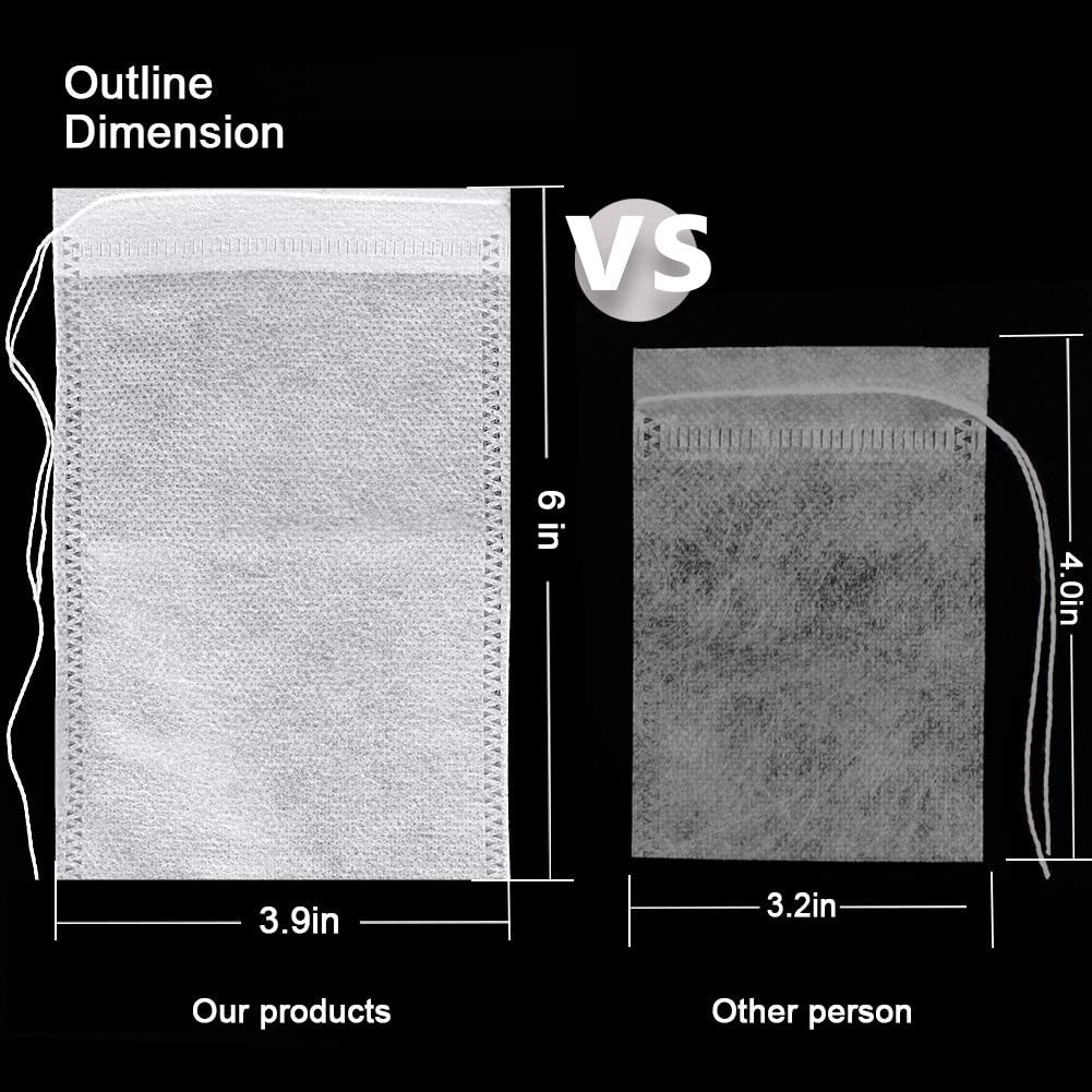 100Pcs Large Tea Bag – Disposable Empty Tea Filter Bags No Mess Mesh Bags with D