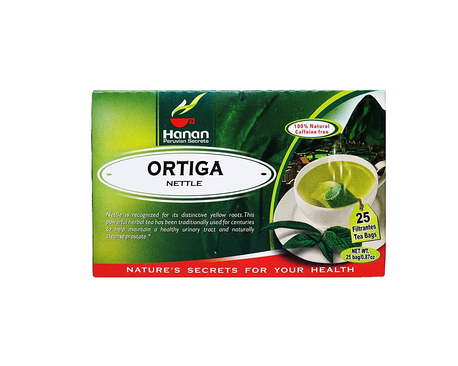 Hanan Peruvian Secrets Ortiga| 100% Natural Nettle | 25 Tea Bags | Naturally Aid