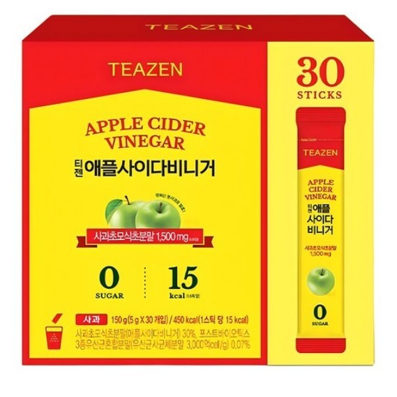 TEAZEN Apple Cider Vinegar 5g x 30pcs Low Calorie 0% Sugar KOREAN Healthy Drink