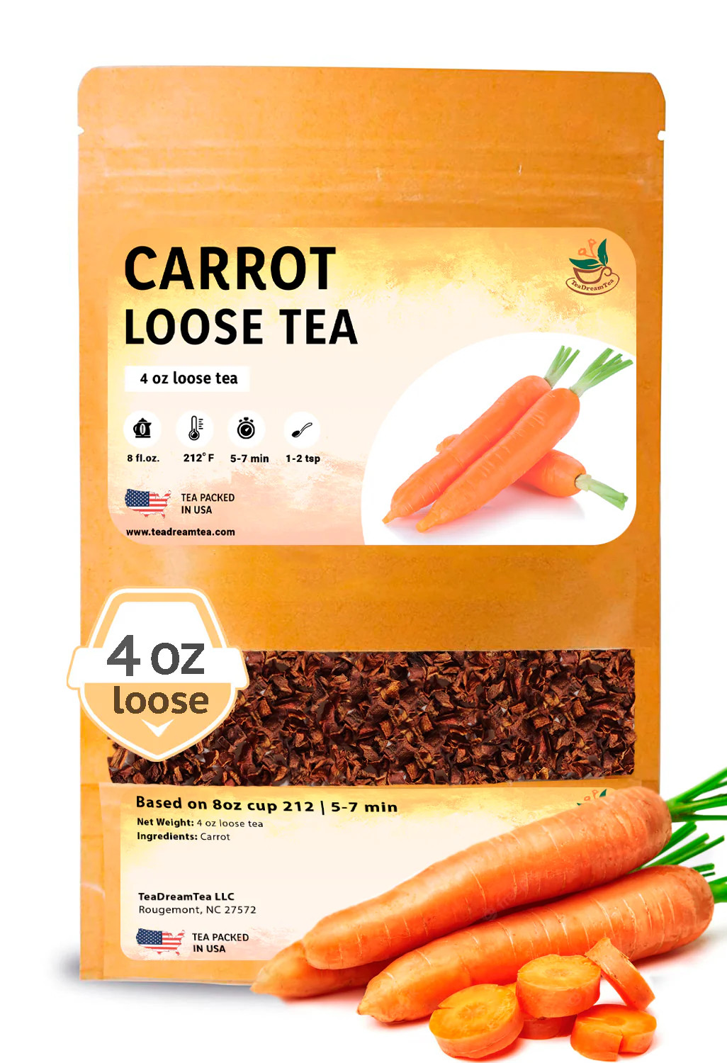 Carrot Herbal Tea- Loose Leaf, Nutrient-Packed Brew for Vitality/ TeaDreamTea