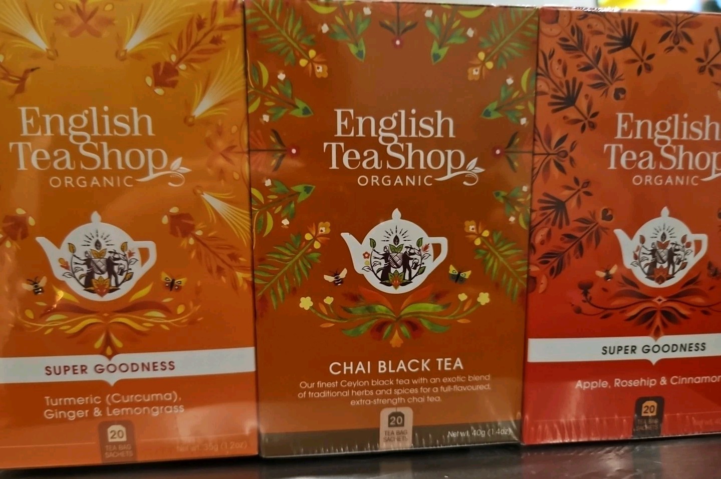 English Tea Shop Organic 3 Teas Tumeric,Ginger Lemon Grass, Chai& Apple Rosehip