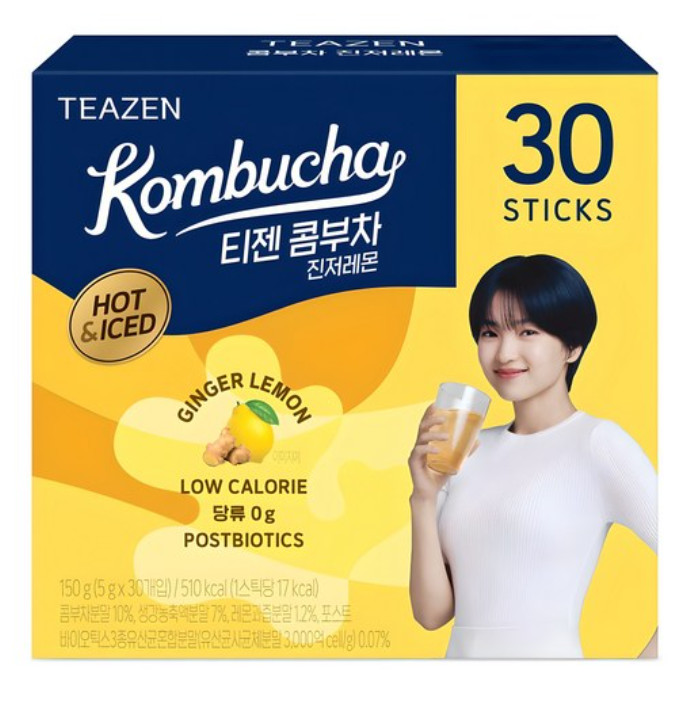 [TEAZEN] Lemon Ginger Hot & Ice Kombucha Tea 5g X 30 Sticks Probiotics / K-Food