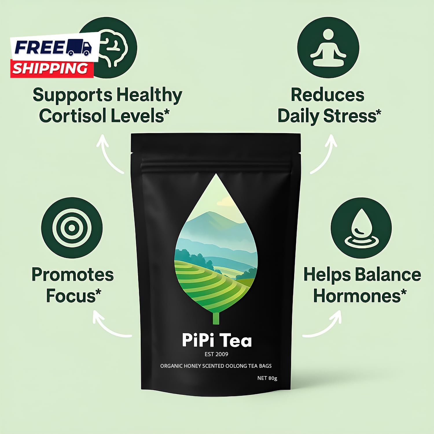 Organic Oolong Tea Bags Whole Leaf 20 Bags (4G Each) Cortisol & Calming Tea