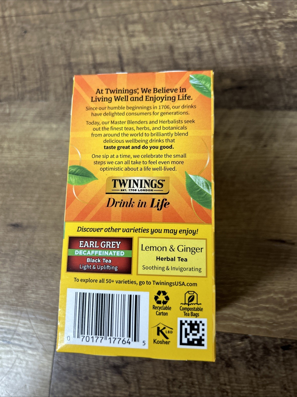 Black Tea Decaffeinated Lady Grey 20 Bags (Case of 6).. Exp 04/2028