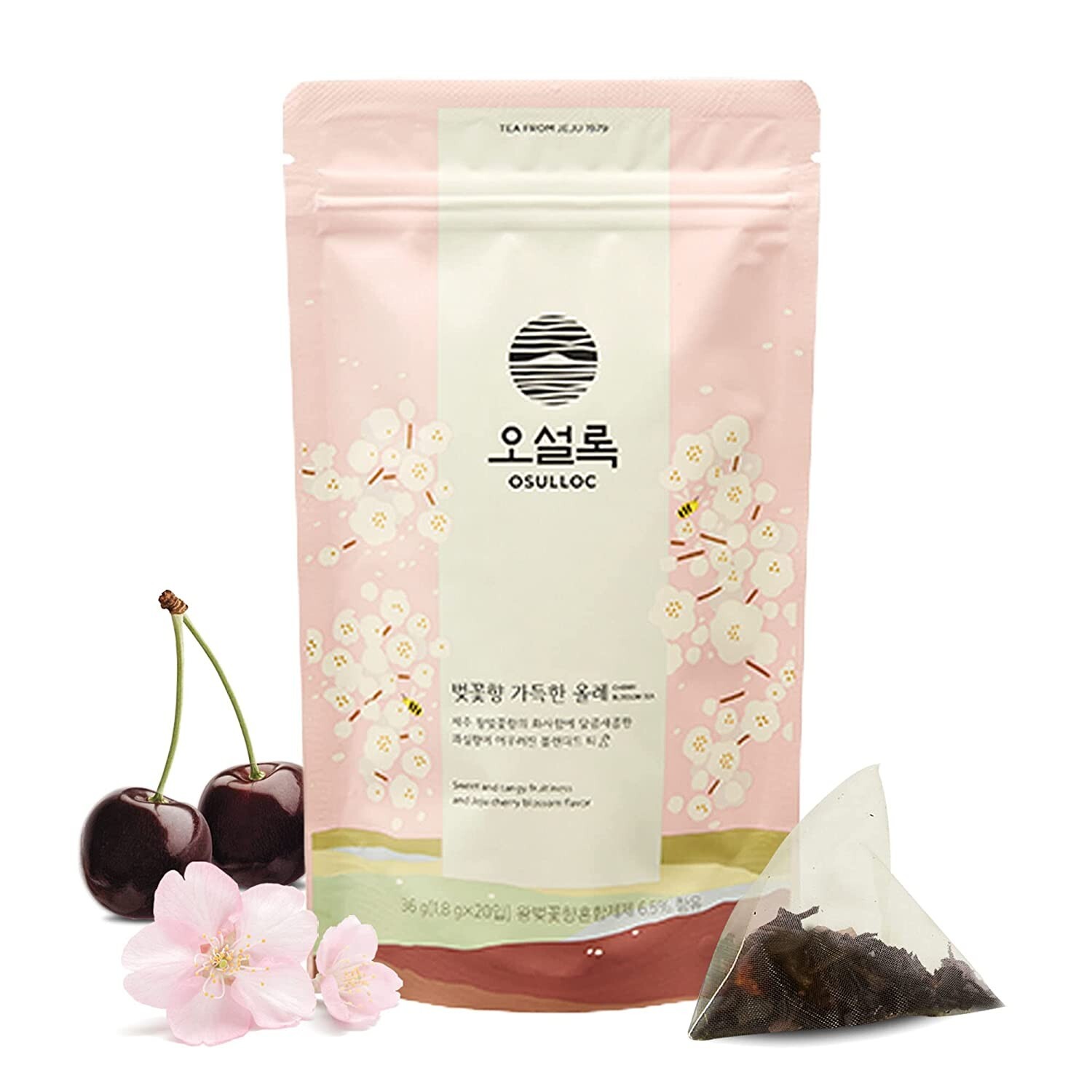 OSULLOC Cherry Blossom Tea Korean Premium Pyramid 20 Count Tea Bags 1.27oz