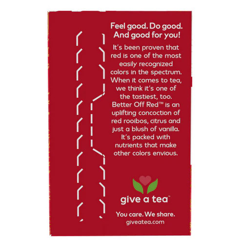 Better Off Red Rooibos Tea Vanilla Citrus Blush 24 bags By Now Foods