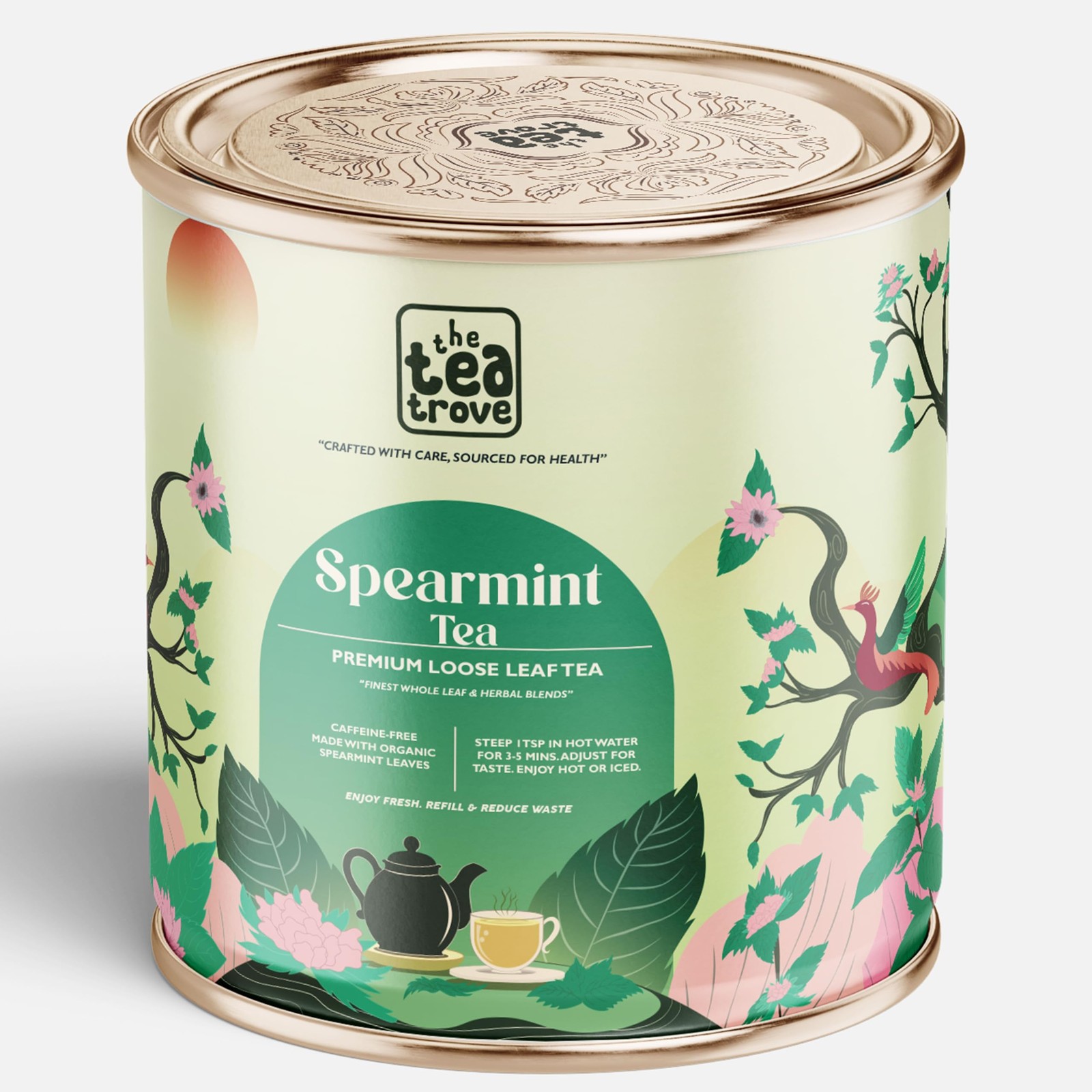The Tea Trove Organic Spearmint Tea 100g Women PCOS PCOD Herbal Caffeine Free