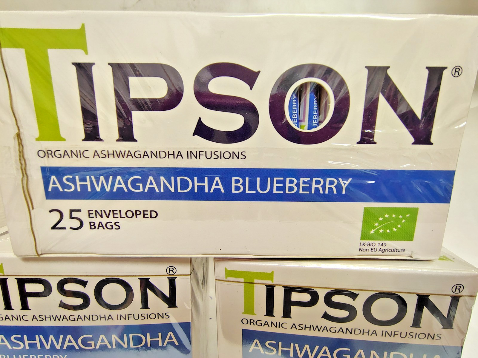 Tipson Ceylon Organic Ashwagandha Blueberry Infusion, 25/Box, BB 1/29, Lot of 2