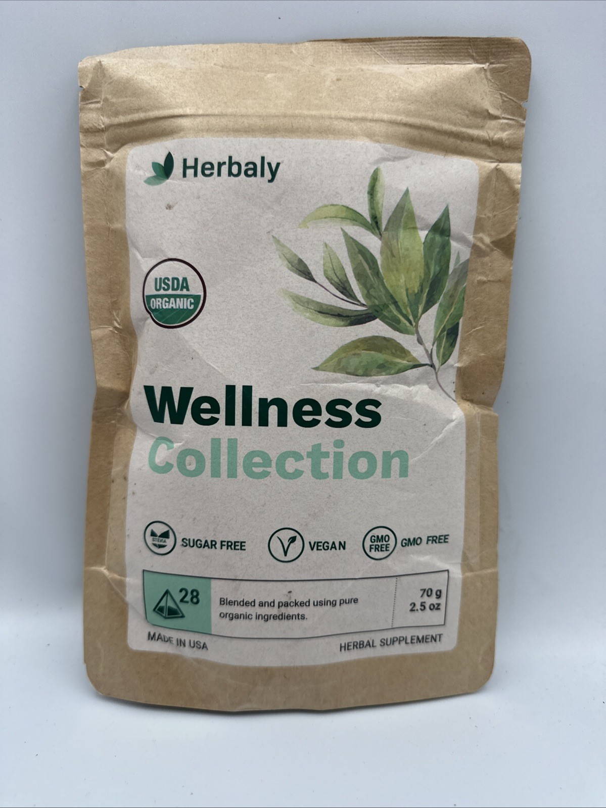 Herbaly Wellness Collection Organic Herbal Ginger Tea, 70 g, 28 Count Bag