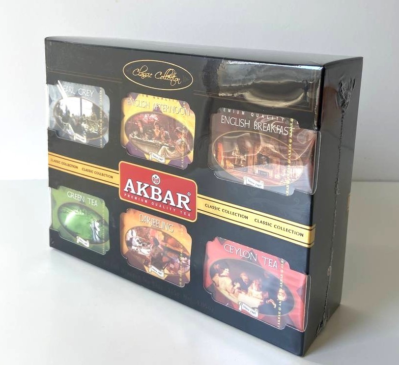 Akbar Classic Collection 60 Foil Tea Bags 115g – 5 Ceylon Tea Varieties Gift Box
