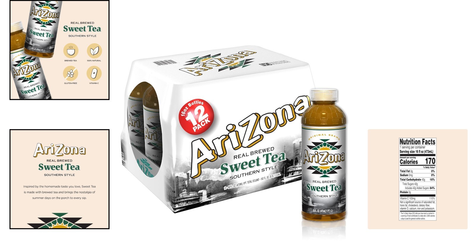 Nostalgic Southern Style Sweet Tea – 12 Pack of 16 Fl Oz Bottles for Relaxation