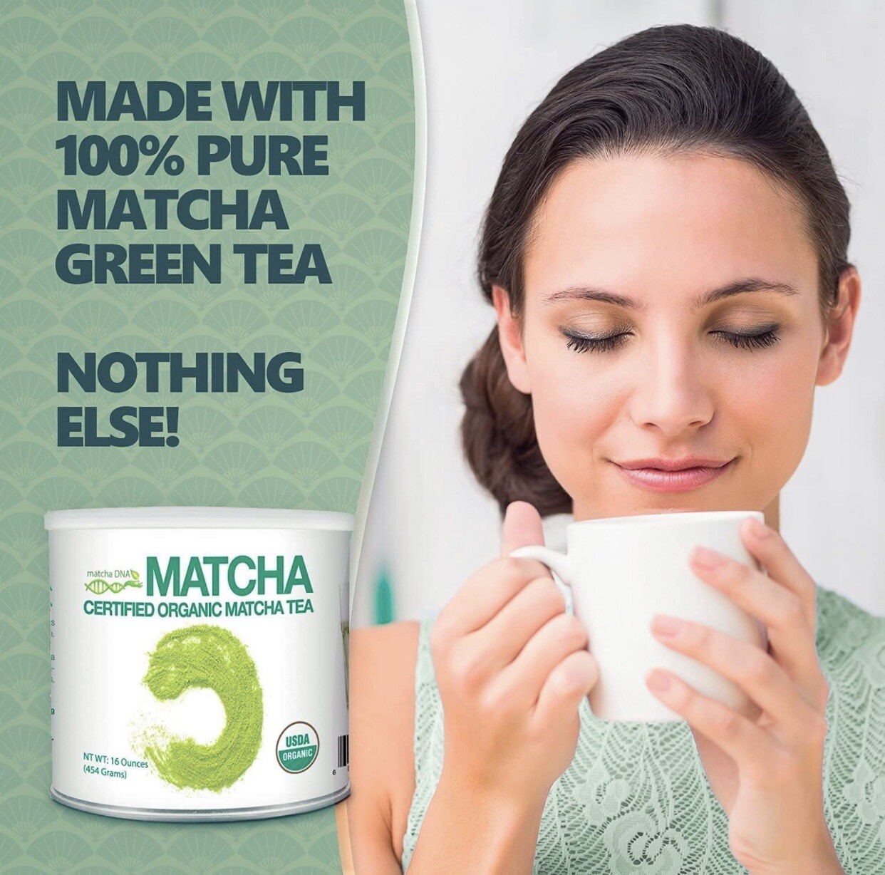 Matcha DNA Organic Matcha Green Tea Powder Unsweetened 100% Natural 1LB