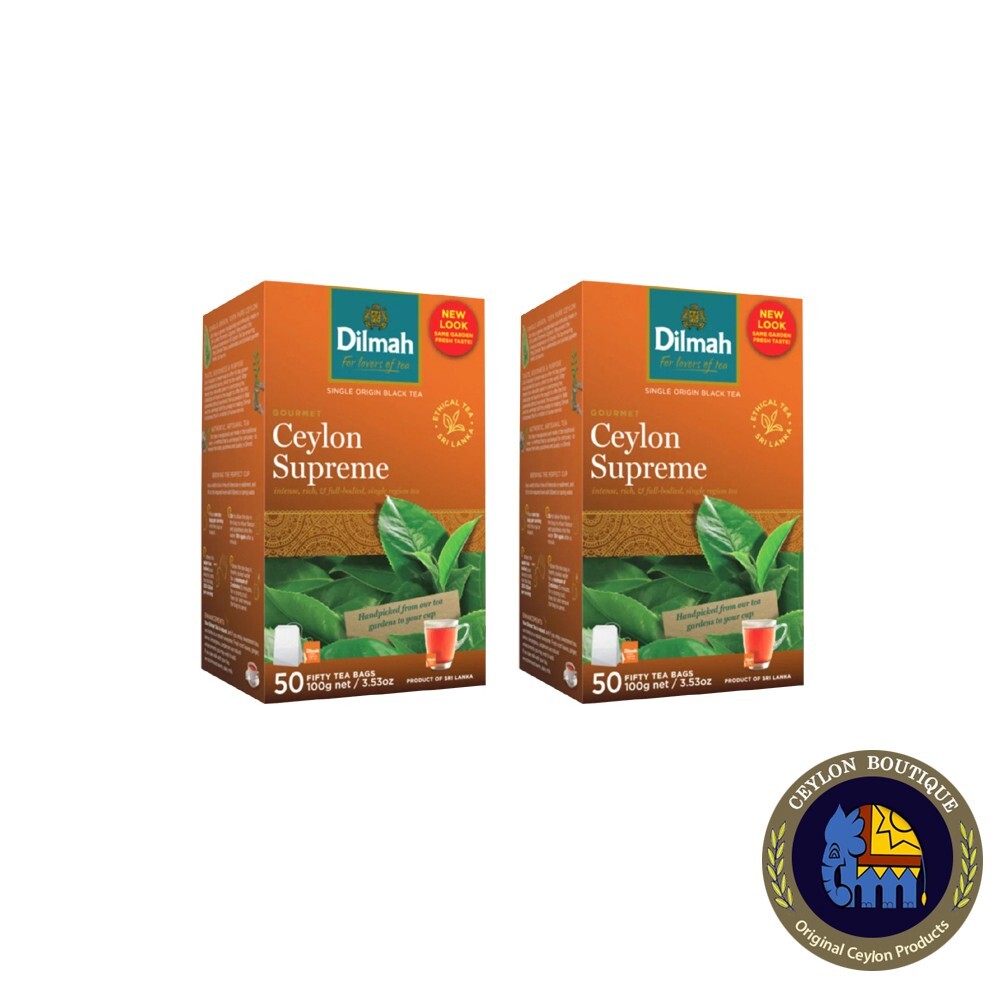 Dilmah Ceylon supreme Ceylon tea – 50 Bags 100g (3.53oz) X 02 packs