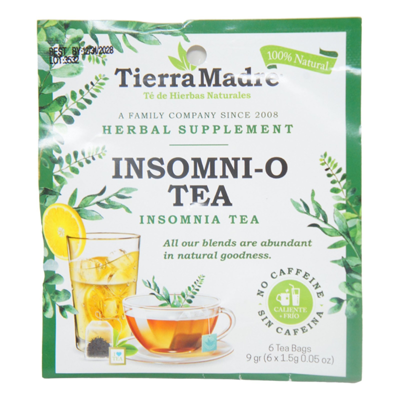 Tierra Madre Insomnia Insomni-o Herbal Supplement Tea – 1.5g (3 Pack – 18 Tea)