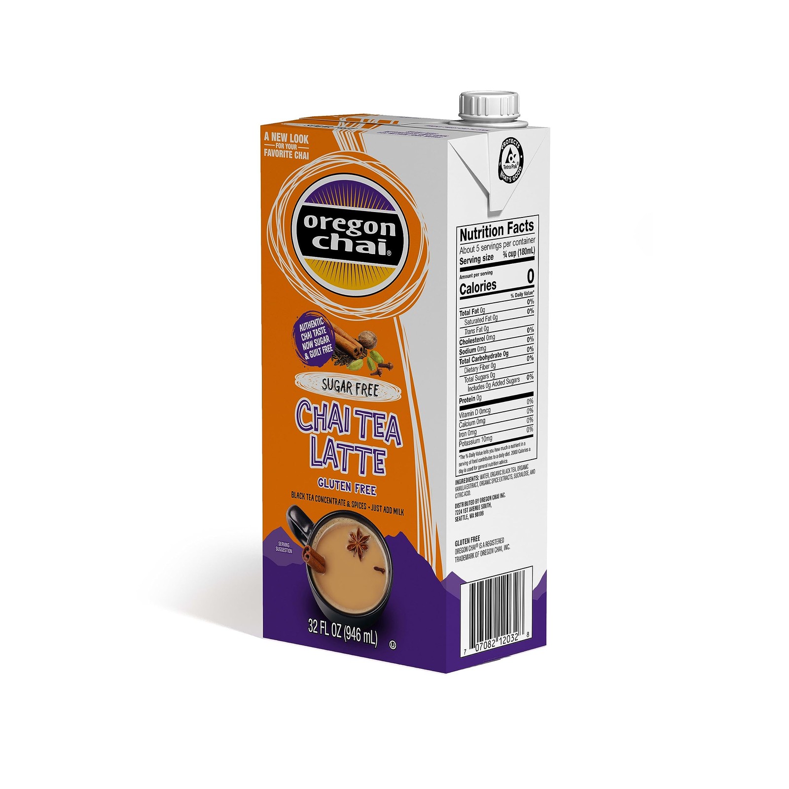 Oregon Chai Sugar Free Chai Concentrate, 32 Fluid Ounce (Pack of 6)