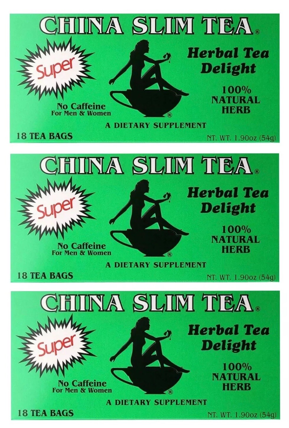 3 x China Slim Tea Super Strength Herbal Tea Delight 54 Tea Bags Total-FREE SHIP