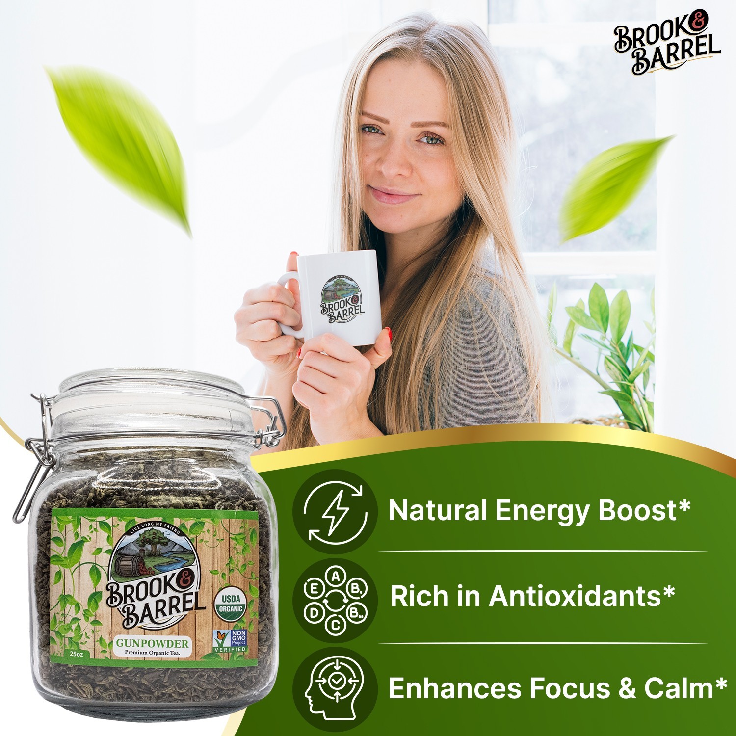 Experience Premium Quality with Brook & Barrel USDA Organic Gunpowder Green Tea
