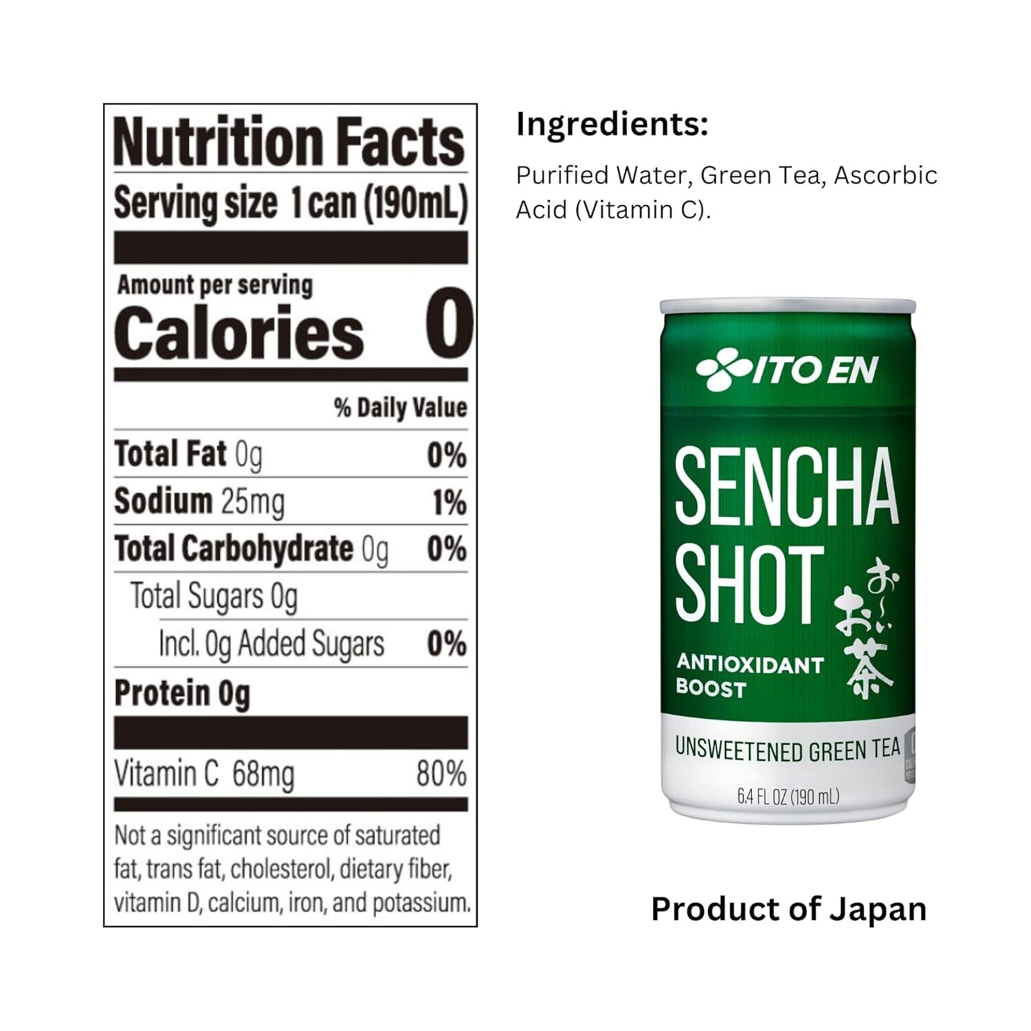 Sencha Shot, Japanese Green Tea, 6.4 Ounce Pack of 30, Unsweetened, Zero Calo…