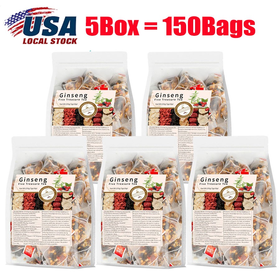 Ginseng Five Treasure Tea – Kidney Boost, Red Date Herbal Blend 150g/30bags
