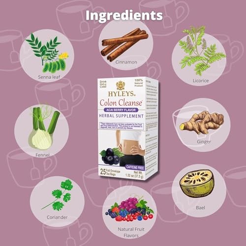 Hyleys Colon Cleanse Tea Maqui Berry Flavor 25 Count (Pack of 1),
