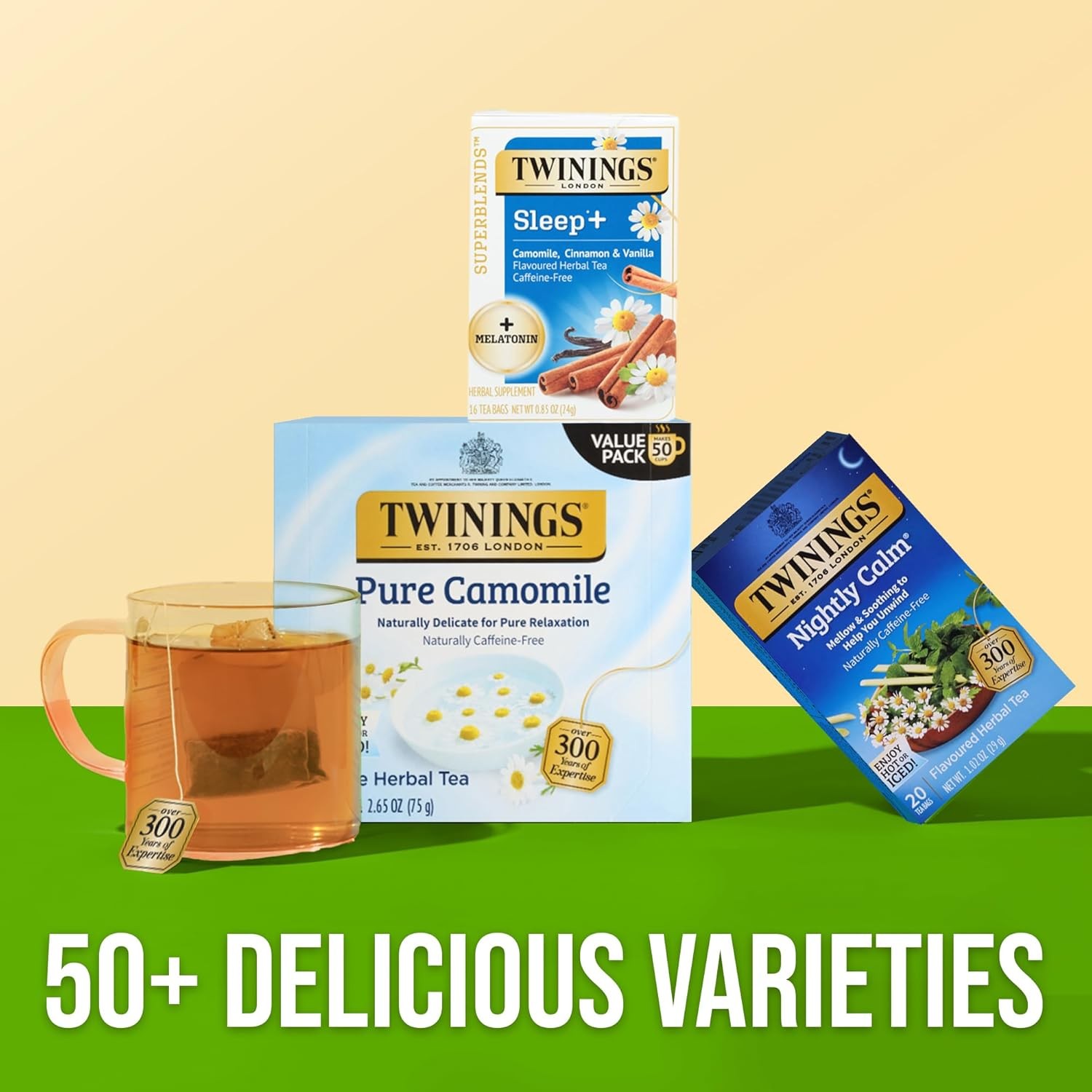 Twinings Superblends Sleep+ Herbal Tea with 1mg Melatonin Camomile, Cinnamon & V
