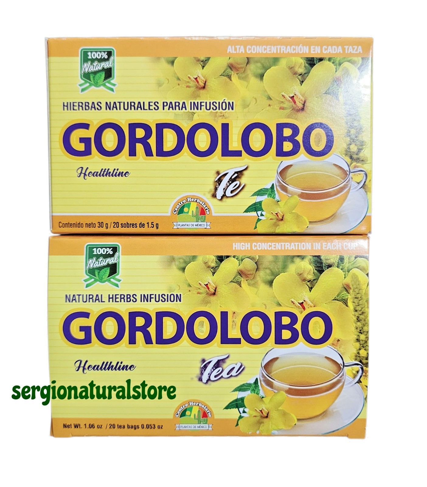 2 Packs Te de Gordolobo 40 Tea Bags Mullein Tea Natural Mullein Flower Gordolobo