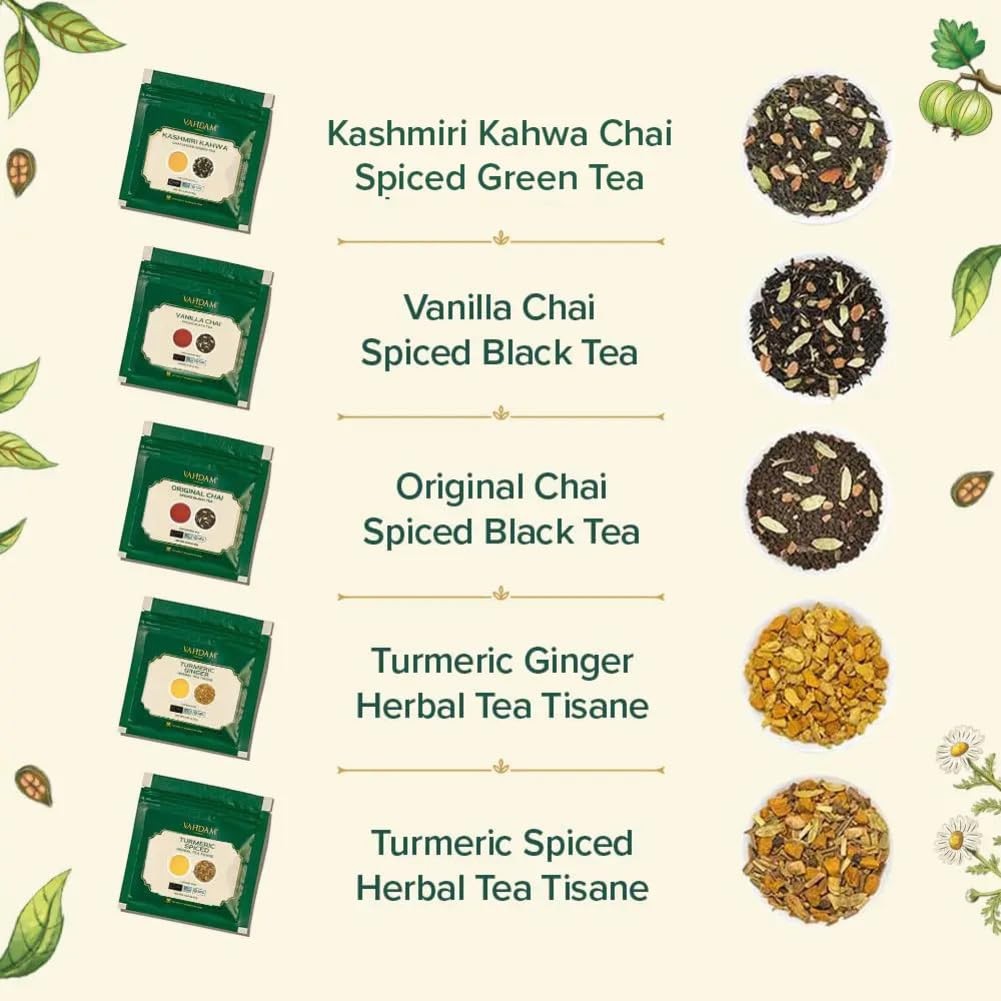 , Assorted Loose Leaf Chai Tea Sampler (10 Flavors, 50+ Servings) | Indian Ex…