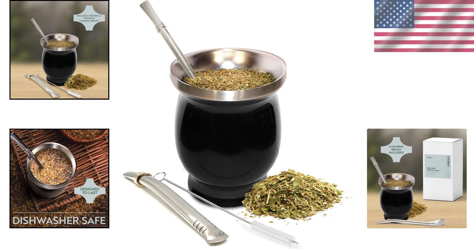 Stylish 8oz Yerba Mate Tea Set – Double-Walled Stainless Steel for Any Occasion