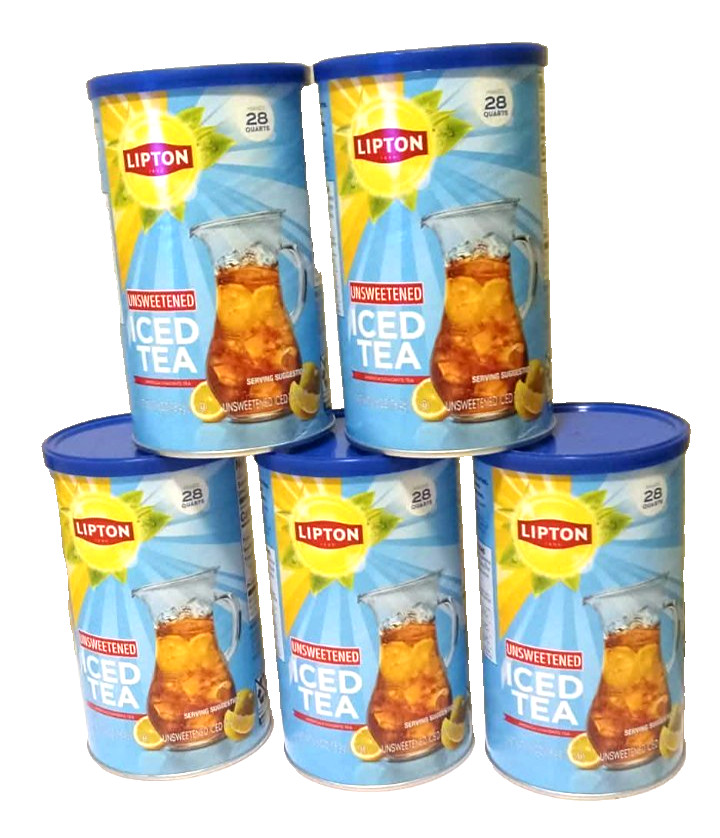 5 PACK NEW Lipton Unsweetened Instant Iced Tea 28 Quarts EXP 4/27 Free Shipping