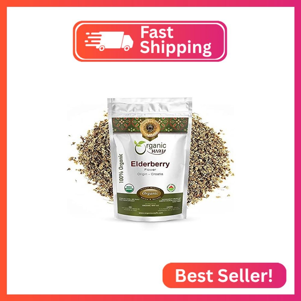 Organic Way Dried Elder Flowers/Elderflower (Sambucus nigra) – European Wild-Har