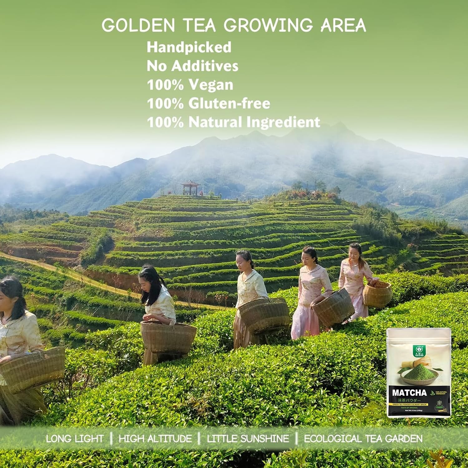 Pure Matcha Powder Green Tea Powder for Latte, Cooking, Baking,100% Natural
