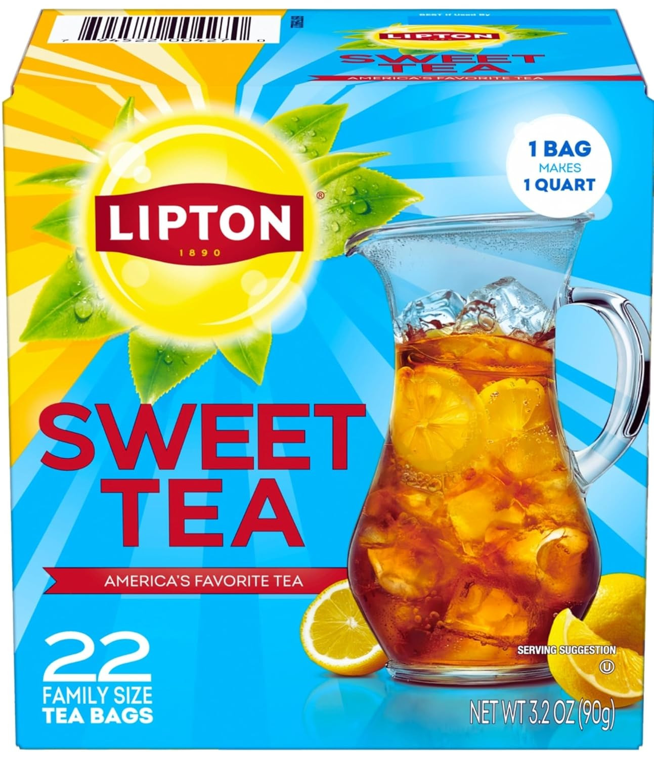 Family-Sized Black Iced Tea Bags, Southern Sweet Tea 22 Ct (Pack of 6)