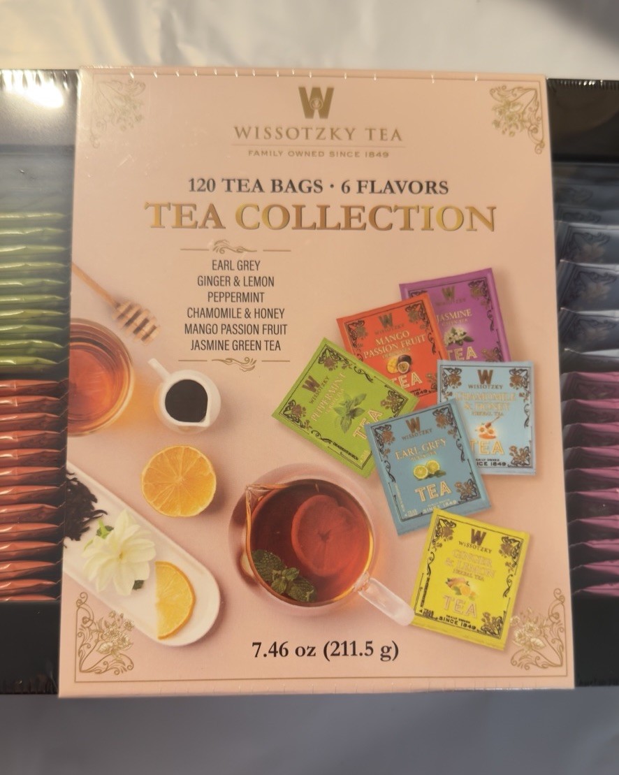 Wissotzky Tea Wooden Box 120 TEA BAGS • 6 FLAVORS TEA COLLECTION 7.46 oz