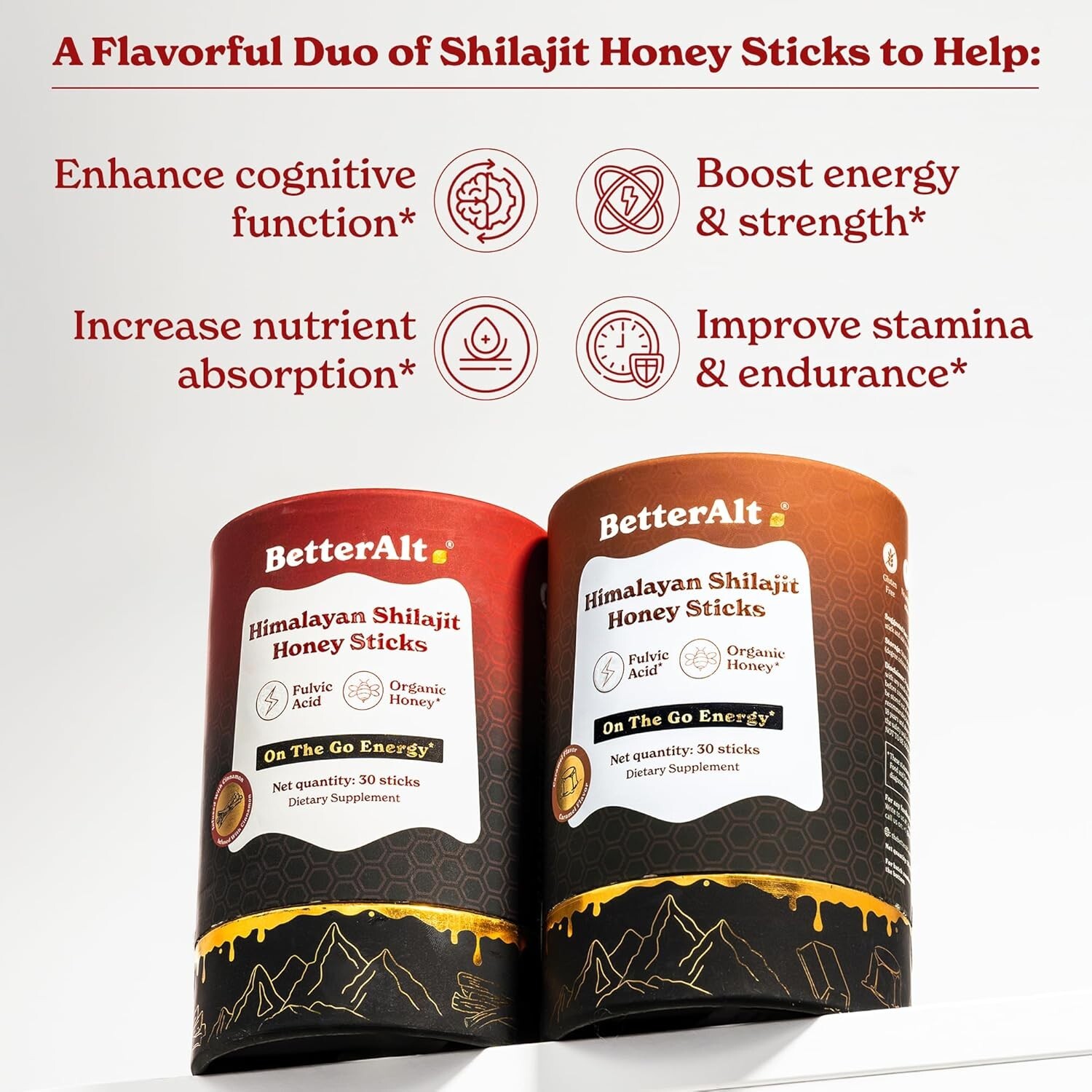 Better Alt Pure Himalayan Shilajit/Shilajeet Energy Sticks (30 + 30) Sticks