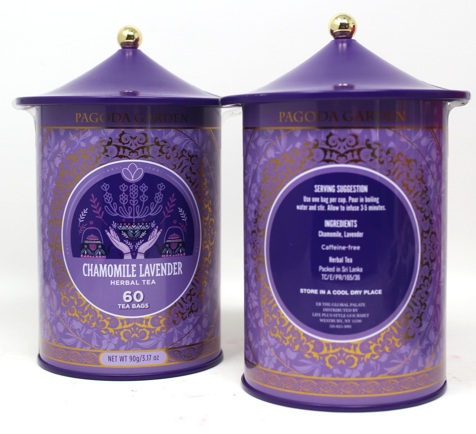 x2 Pagoda Chamomile Lavender Herbal 60 Tea Bags Reusable Tin Exp 12/27