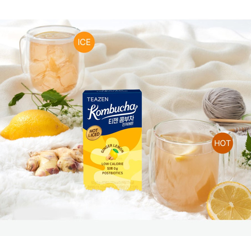 [TEAZEN] Lemon Ginger Hot & Ice Kombucha Tea 5g X 30 Sticks Probiotics / K-Food