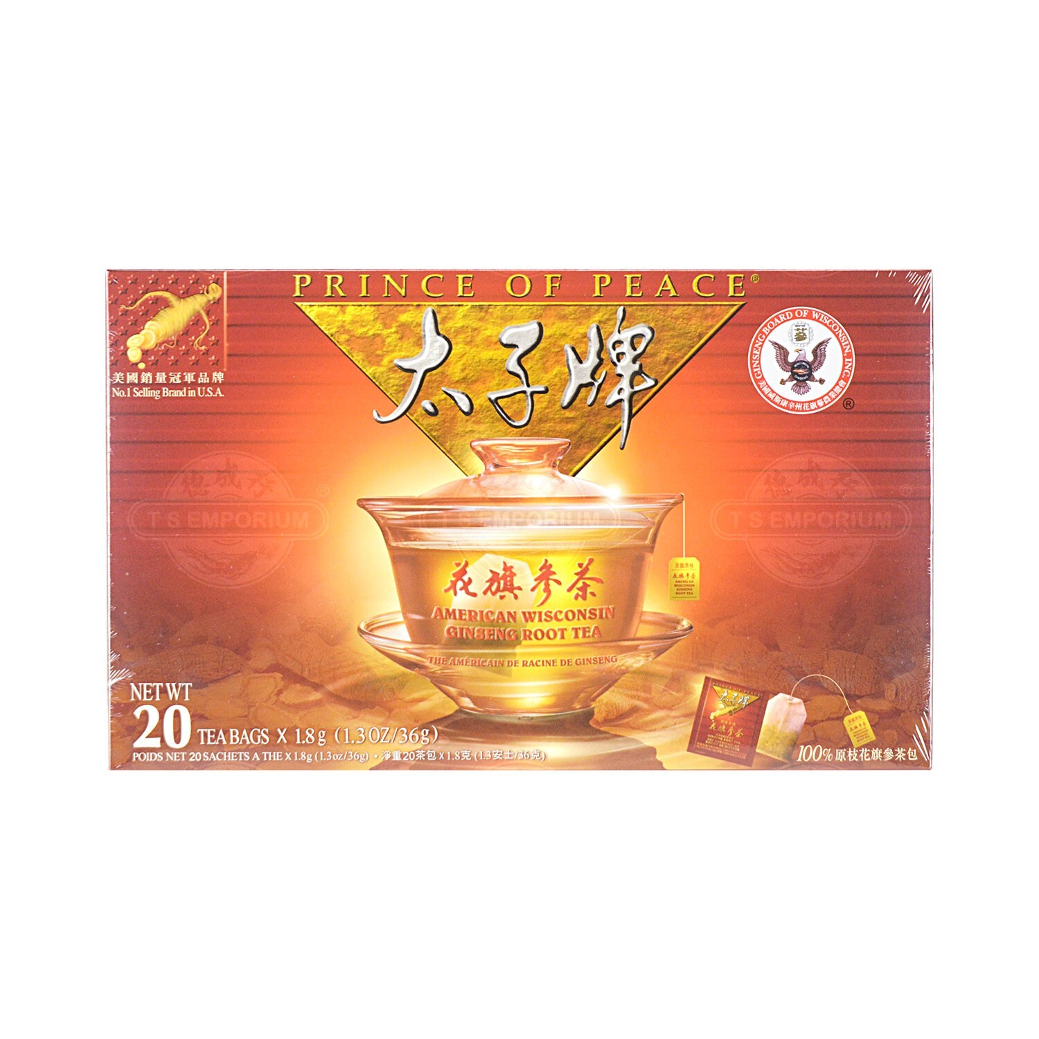 PRINCE OF PEACE American Ginseng Root Tea (20 Tea Bags) 36g – Free Shipping