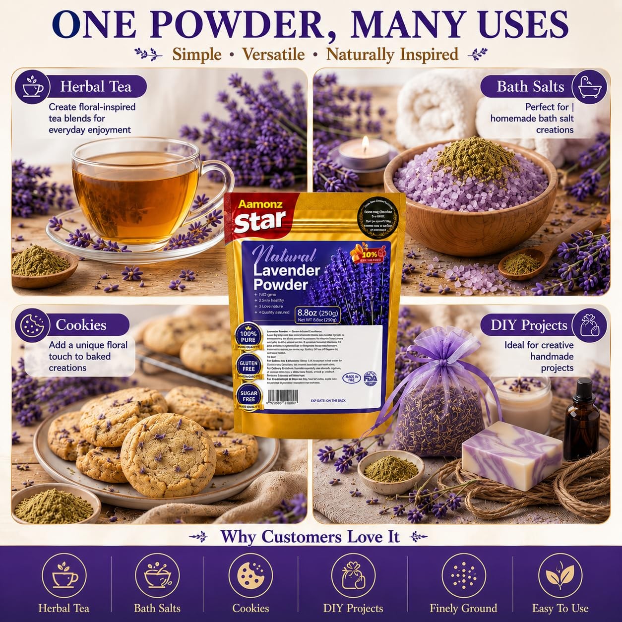 Culinary Lavender Powder 8.8 oz / 250g 100% Natural UltraFine Lavender Flowe…