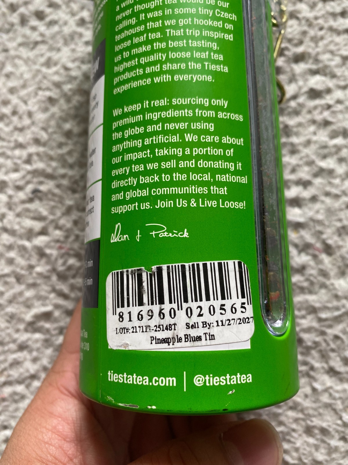 Tiesta Tea Pineapple Blues Blueberry Pineapple Green Tea Caffeine 5.0 oz