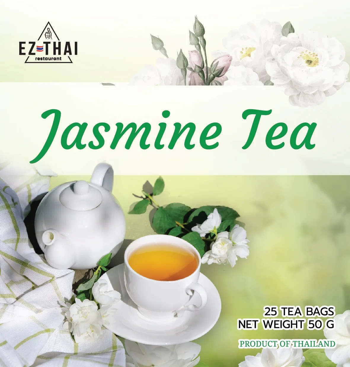 EZ THAI Jasmine Tea Leaves Assam, 25 Bags, 50gram