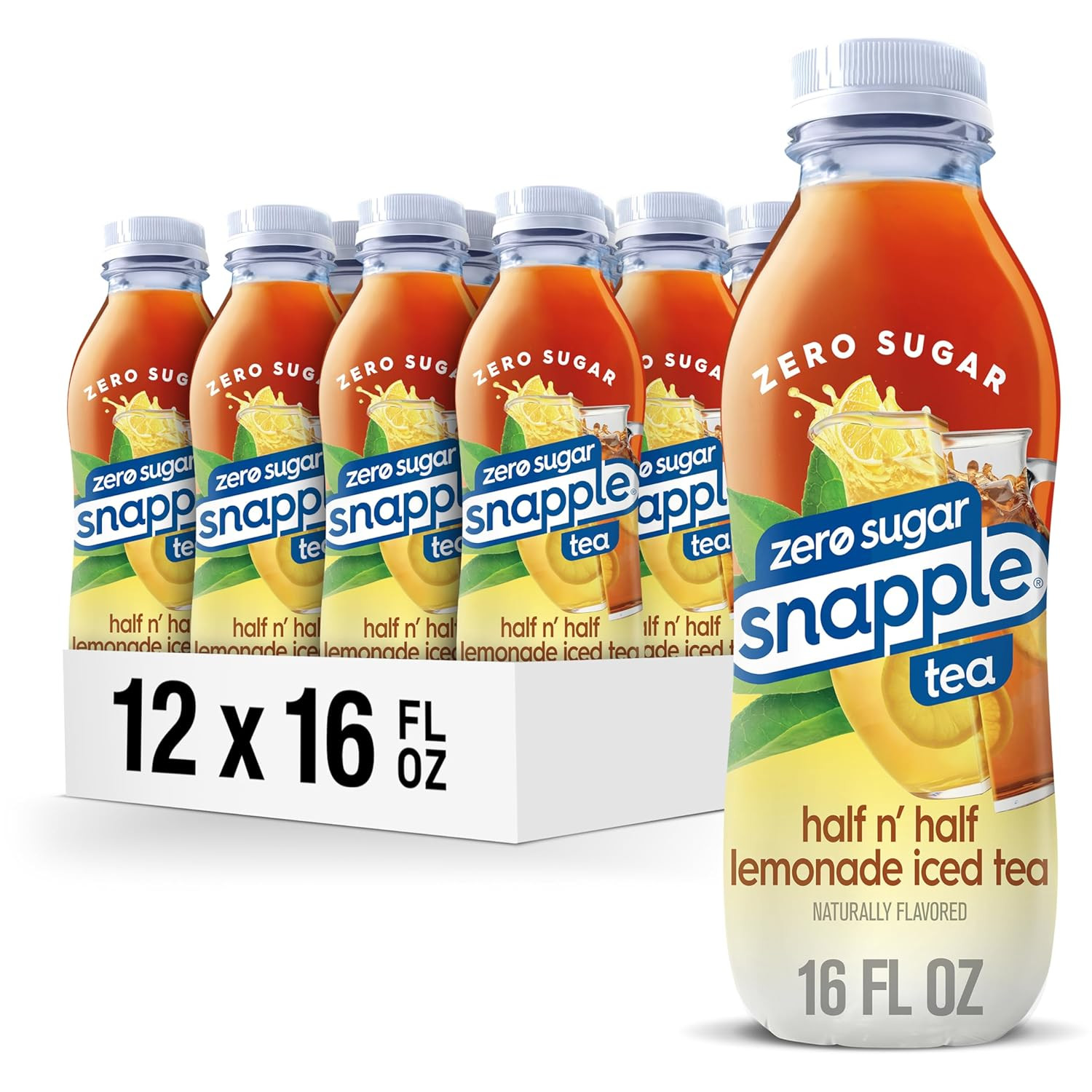 Snapple Zero Sugar Half ‘N Half Tea, 16 Fl Oz Recycled Plastic Bottle, Pack of 1